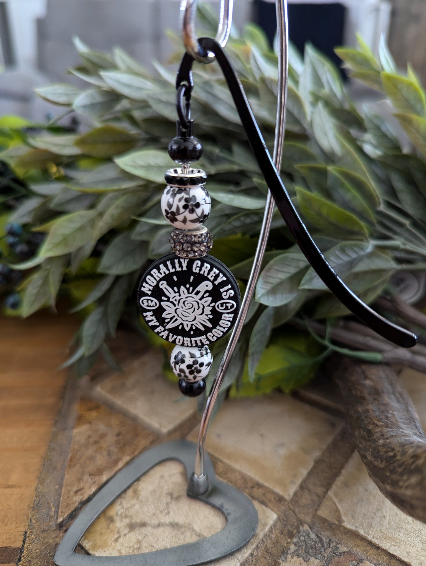 Morally Grey is my Favorite Color Beaded Bookmark