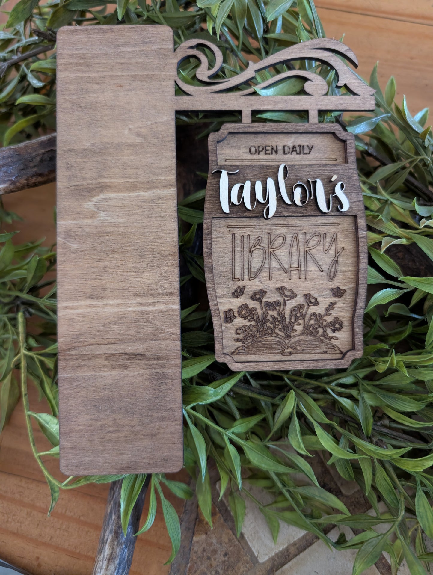 Personalized Wooden Library Sign
