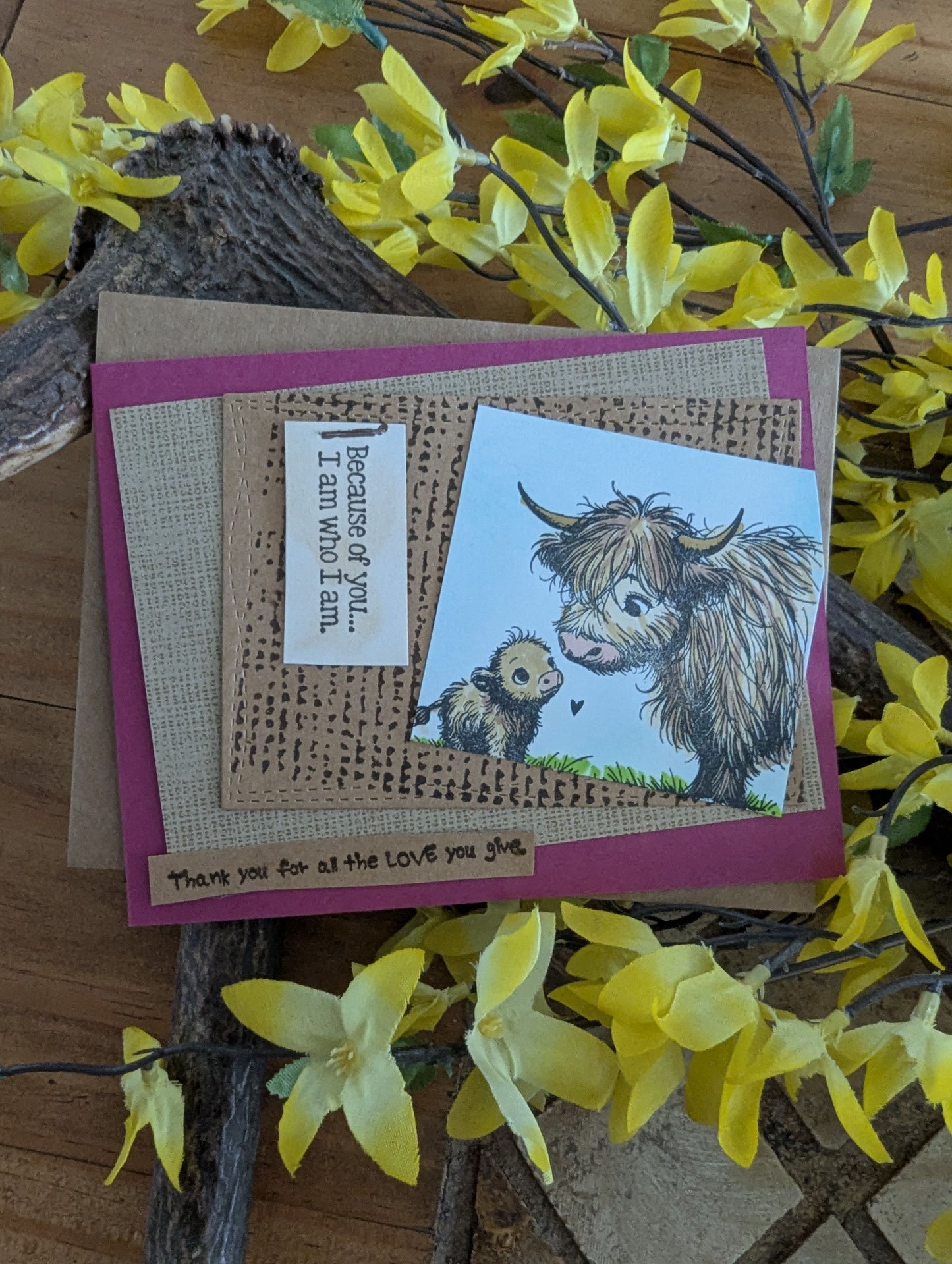 Highland Cow Handmade Mother's Day Card