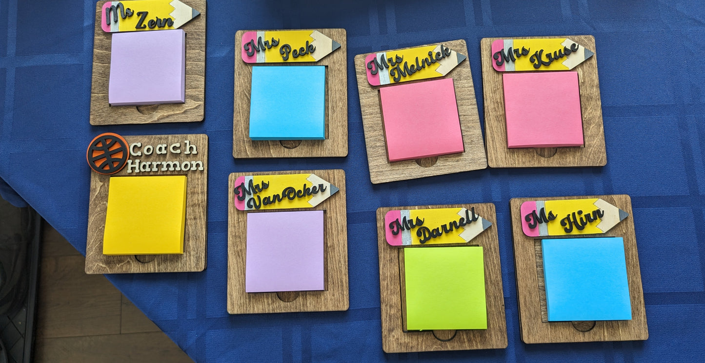 Custom Teacher Post It Holder