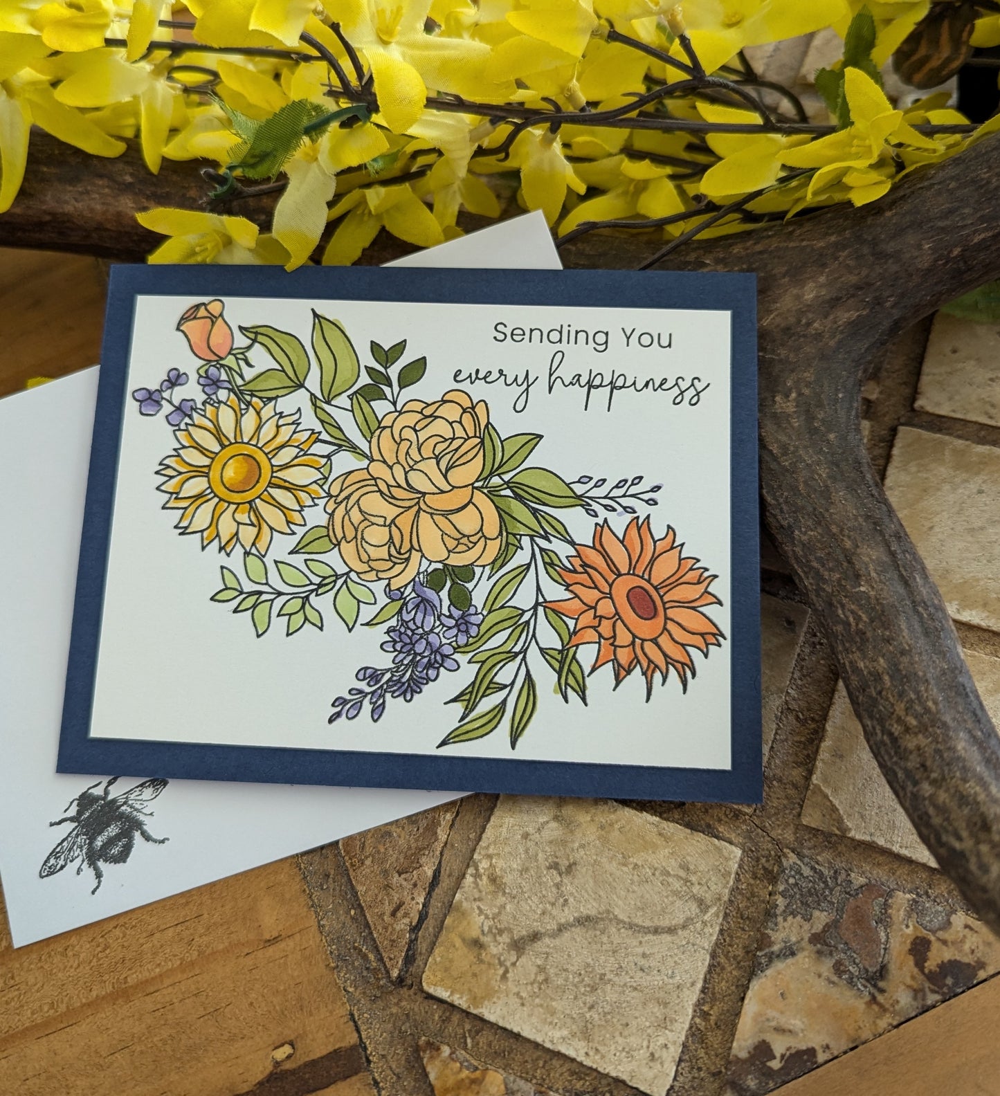 Sending Every Happiness Floral Handmade Card