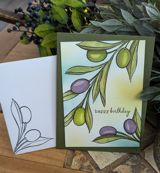 Olive Happy Birthday Handmade Card