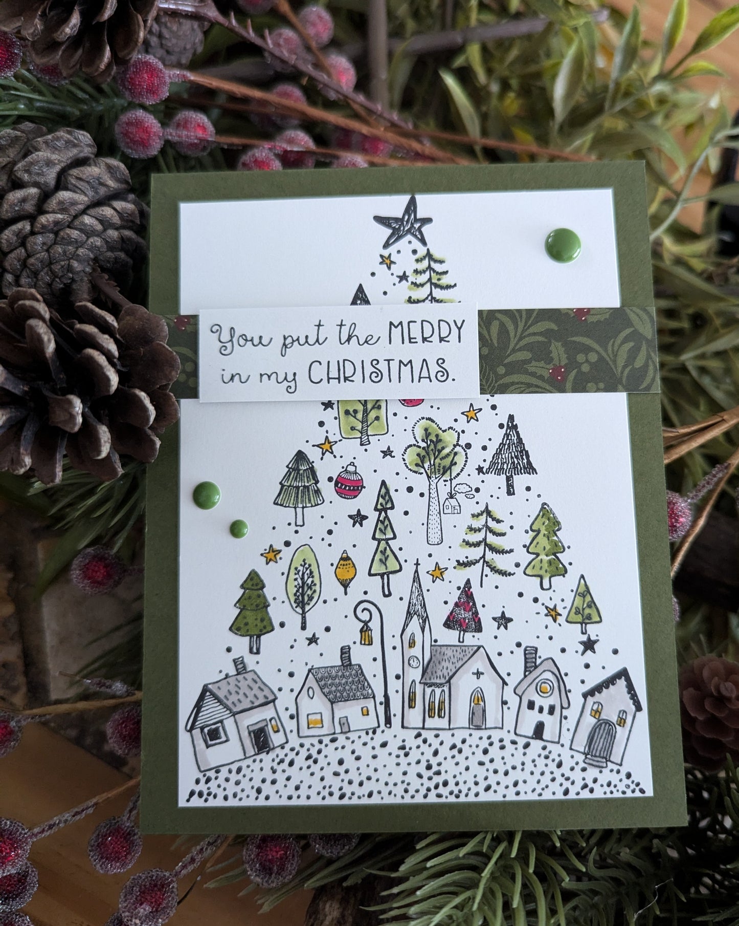 Christmas Tree Village Handmade Christmas Card