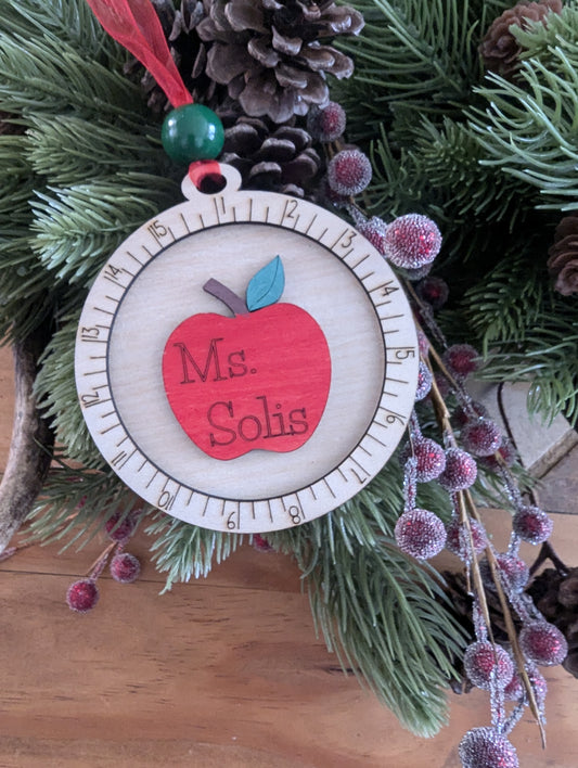 Personalized Teacher Apple Ornament