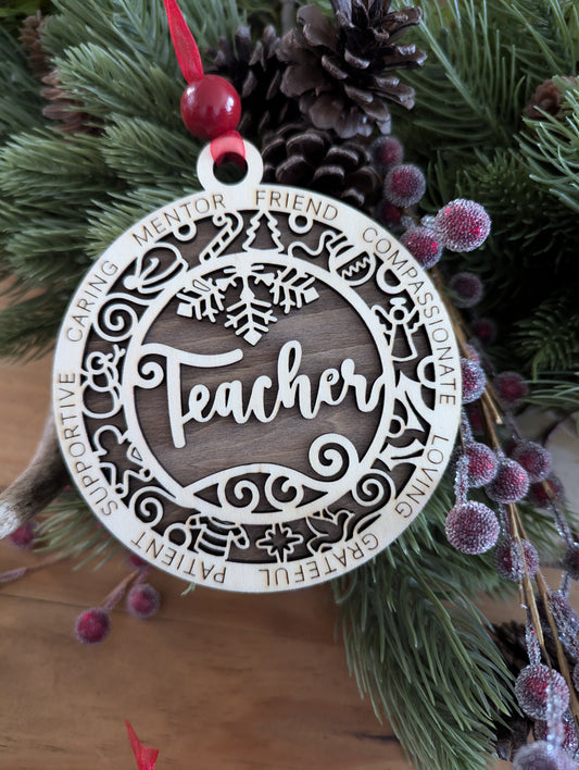 Teacher Adjective Ornament