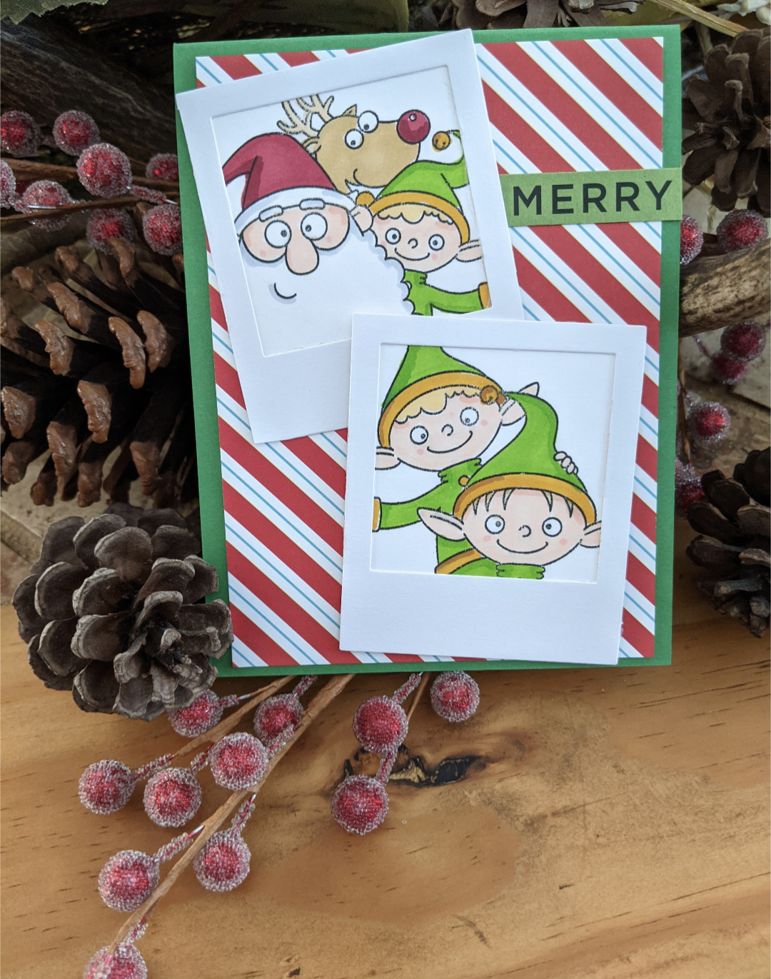 Handmade Elf Selfies Christmas Card