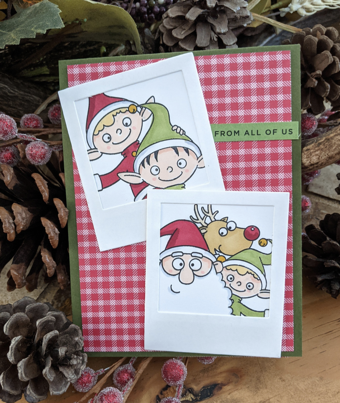 Handmade Elf Selfies Christmas Card