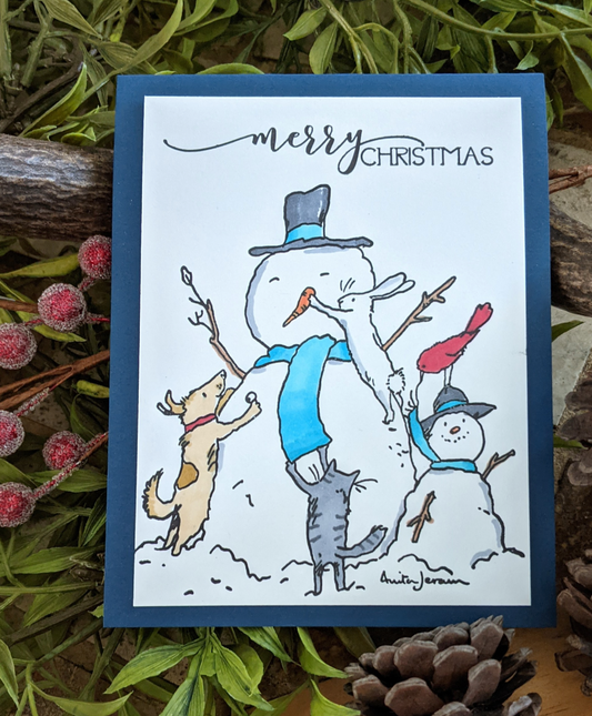 Snowman Friends Handmade Christmas Card