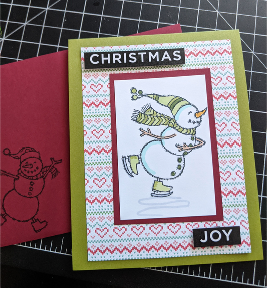 Skating Snowman Handmade Christmas Card