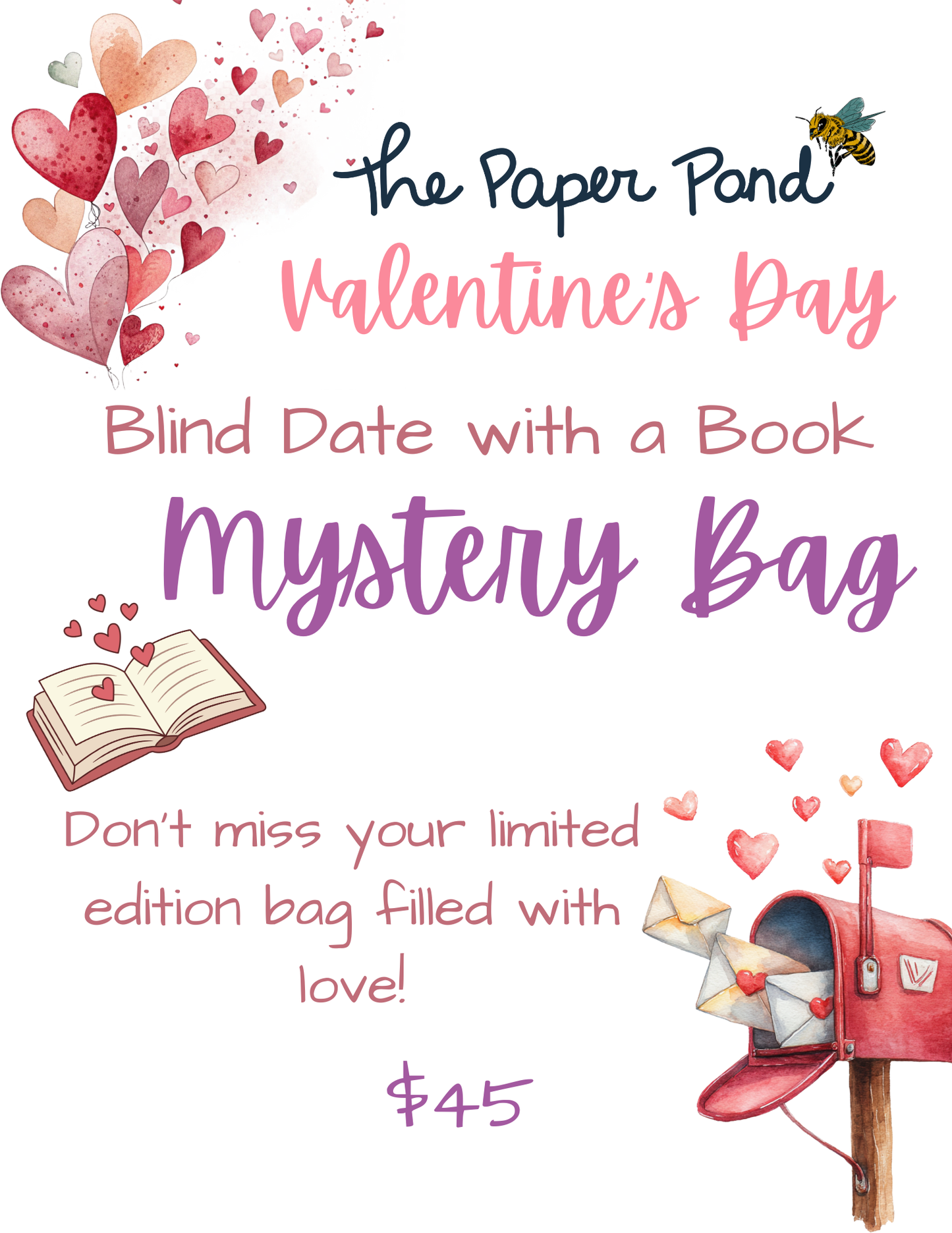 Valentine's Day Blind Date with a Book Mystery Bags