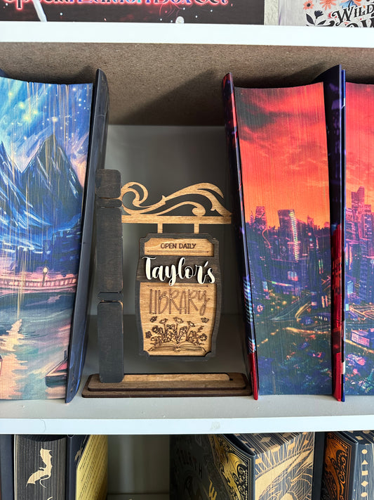 Personalized Wooden Library Sign