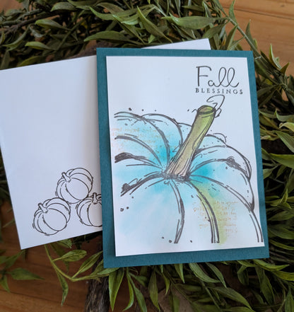 Fall Blessings Handmade Pumpkin Card
