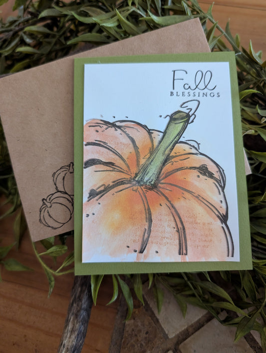 Fall Blessings Handmade Pumpkin Card